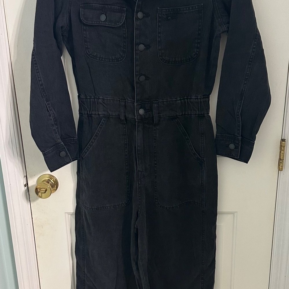 Universal Thread Black Denim Jumpsuit Long Sleeve Women's - Picture 3 of 6